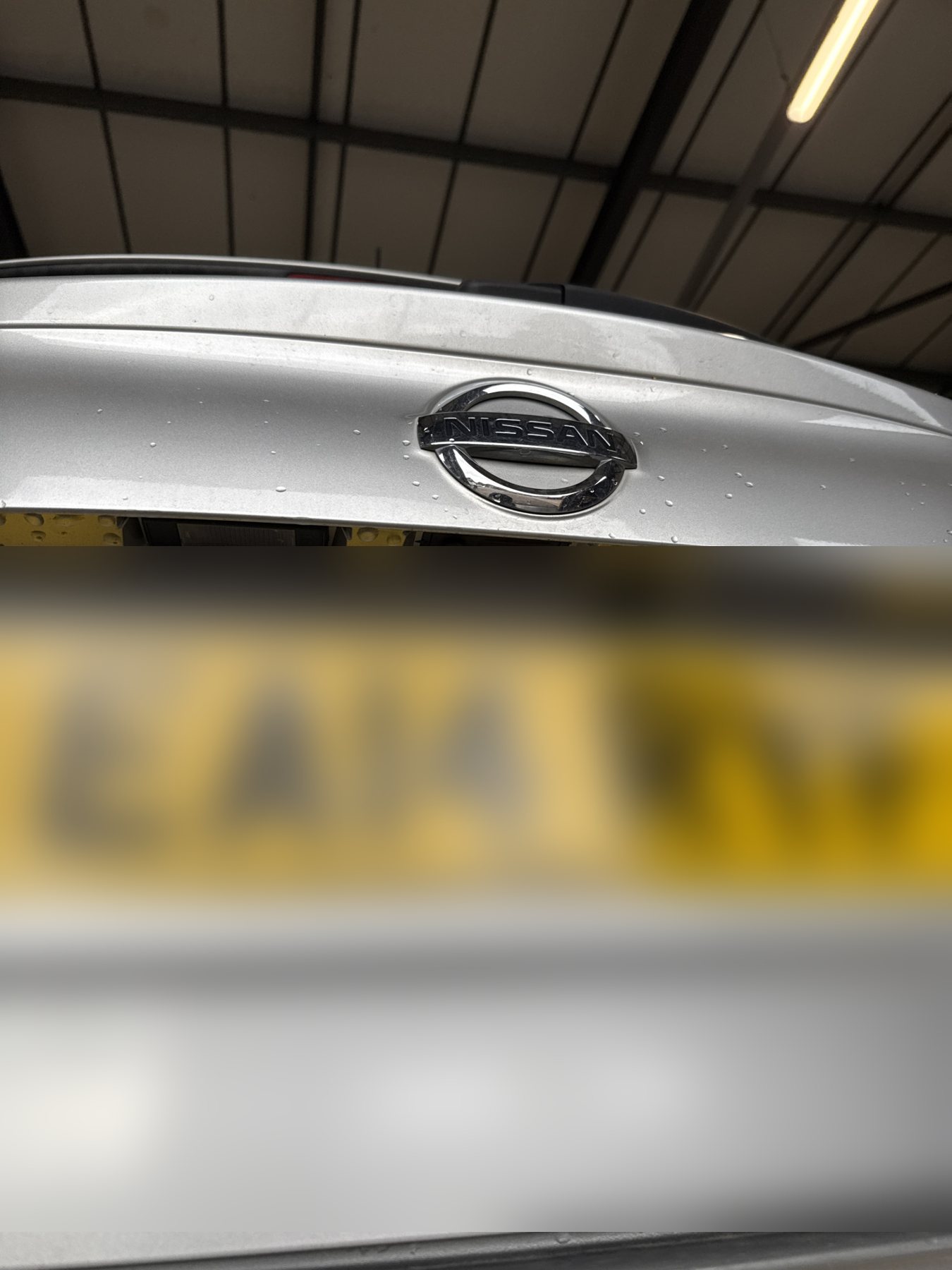 Number plate lamp housings above a car's rear number plate on the tailgate