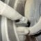 Track rod end ball joint with a ring of cracking around its rubber dust cover