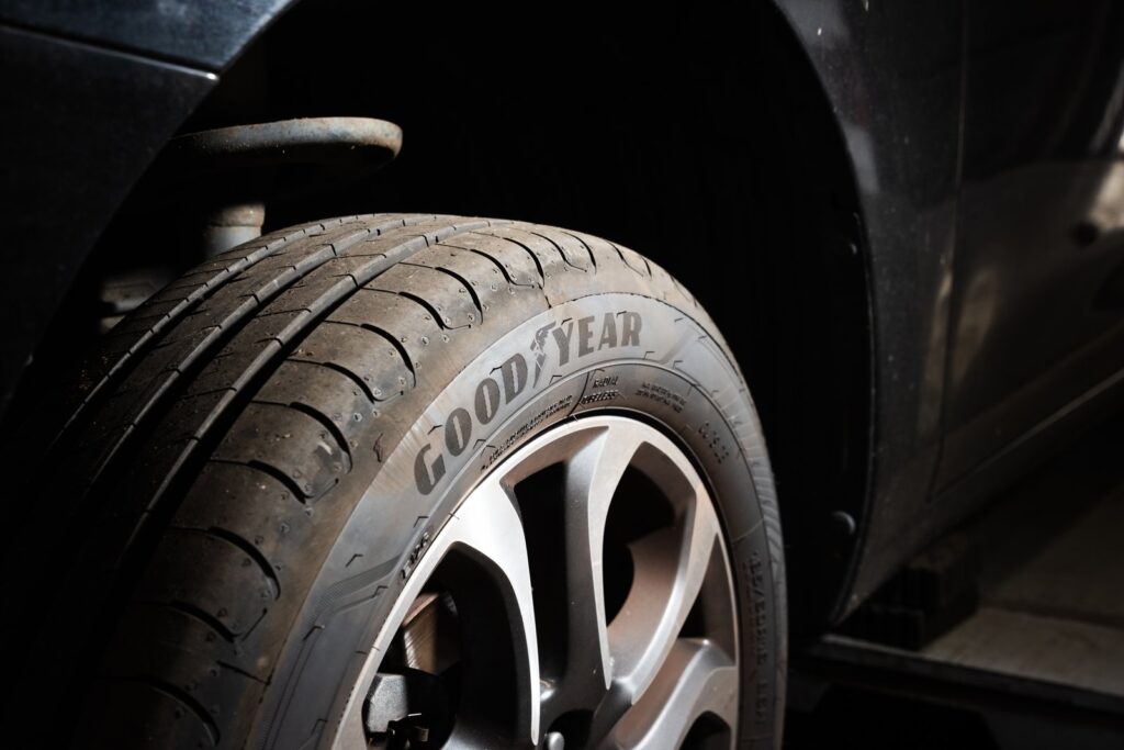 Close-up of tyre tread during a free tyre health check at Lindleys